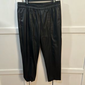 Black Leather Pull-On Trousers